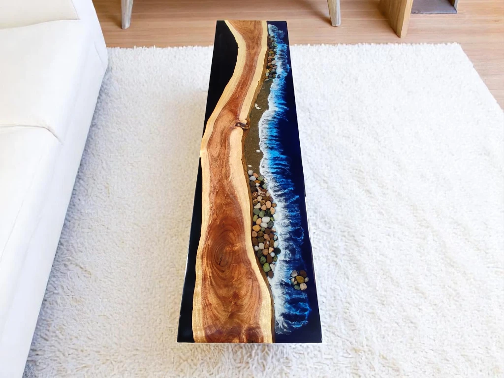 Diy Wood Rectangle Epoxy Table  for Hallway Centerpiece